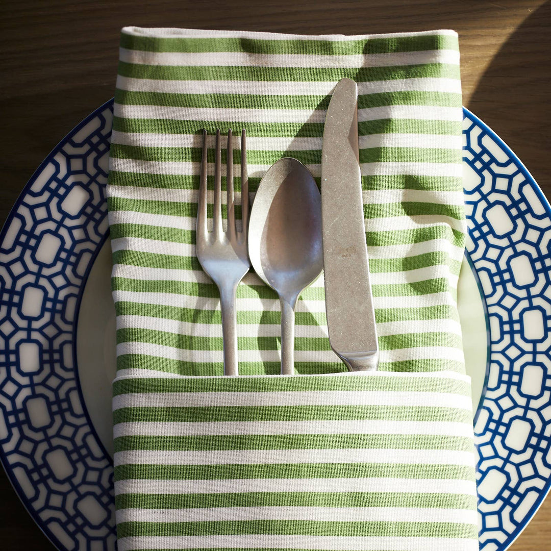 Pinstripe Verde Dinner Napkins, Set of 4