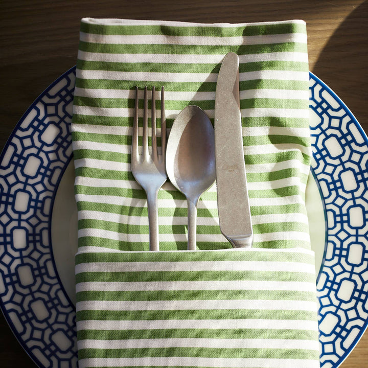 Pinstripe Verde Dinner Napkins, Set of 4