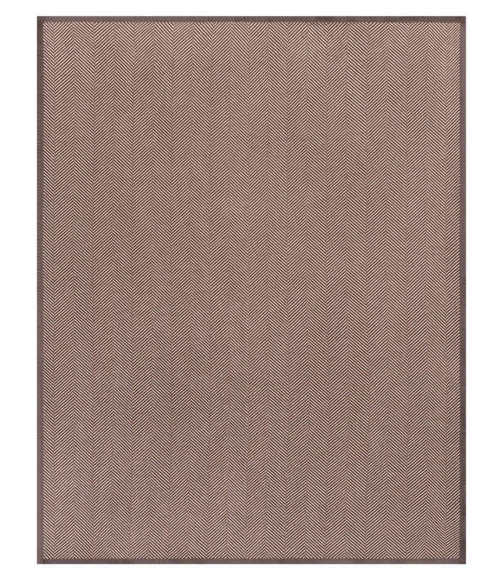 A rectangular area rug with a textured, woven herringbone pattern in a warm taupe-brown color, shown flat against a white background.