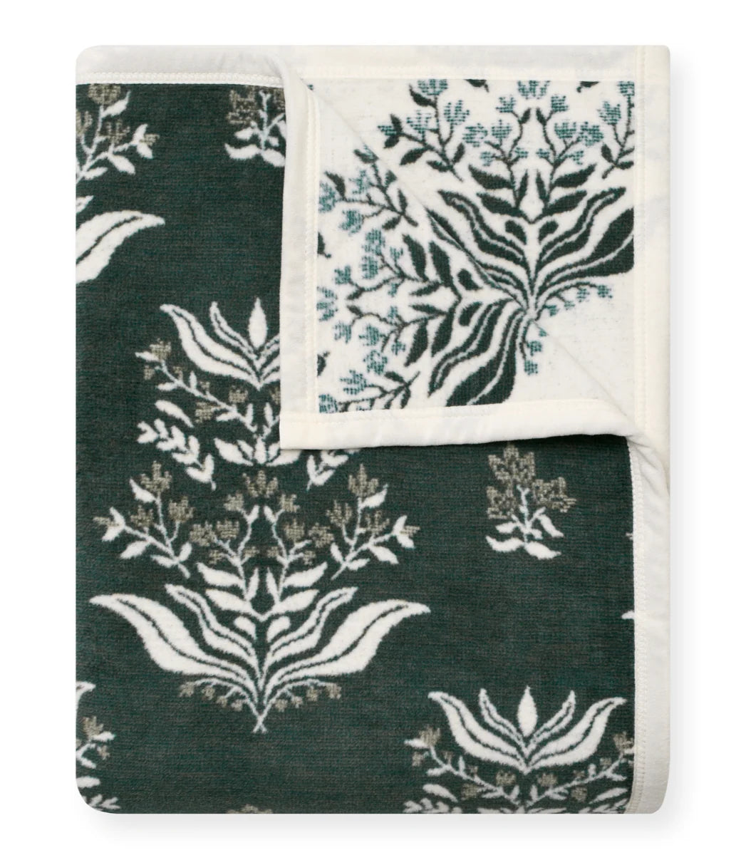 beautiful blockprint dark green reversible blanket