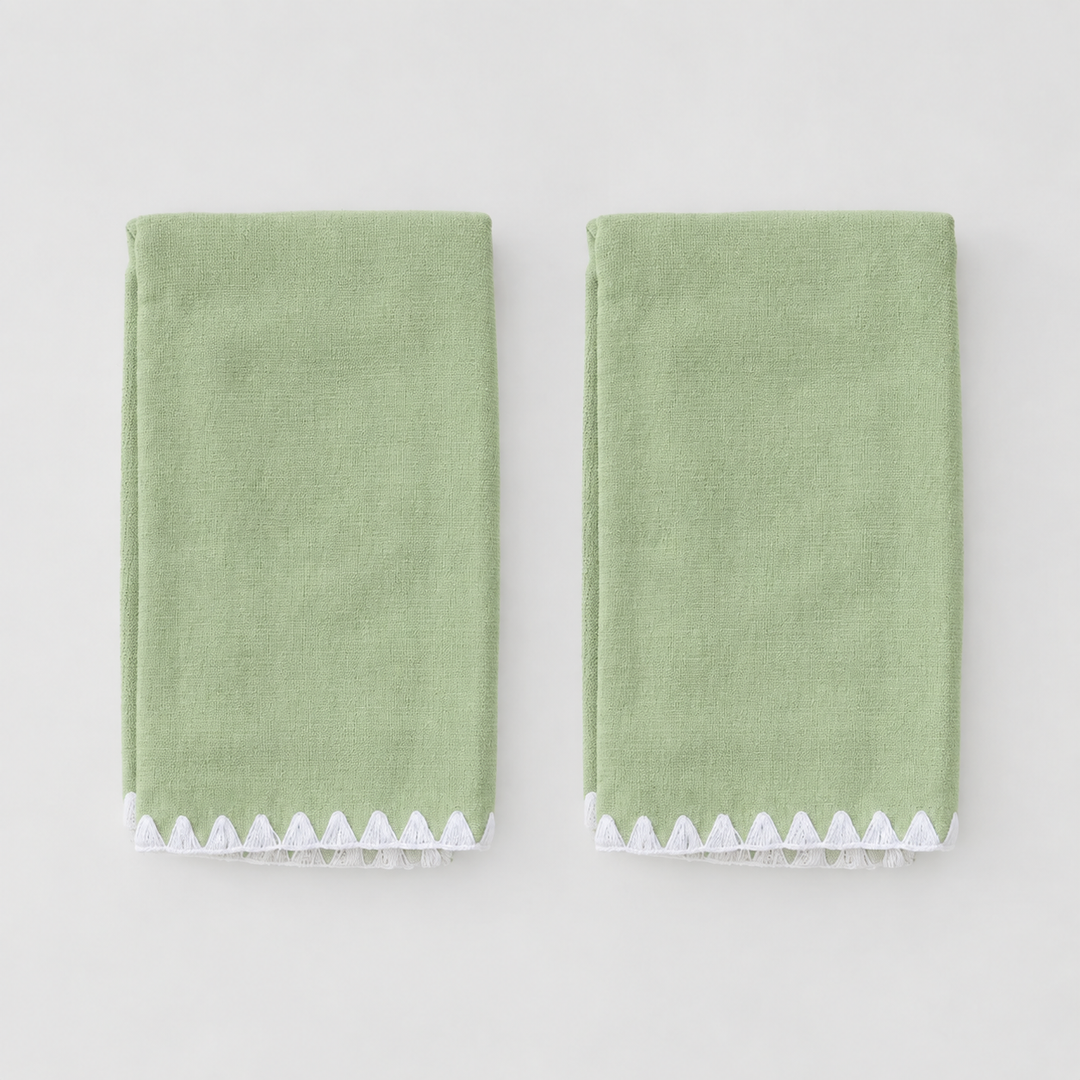 Weezie Edge Fingertip Powder Towel Green - Set of 2