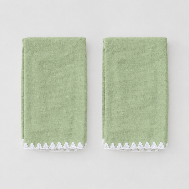 Weezie Edge Fingertip Powder Towel Green - Set of 2