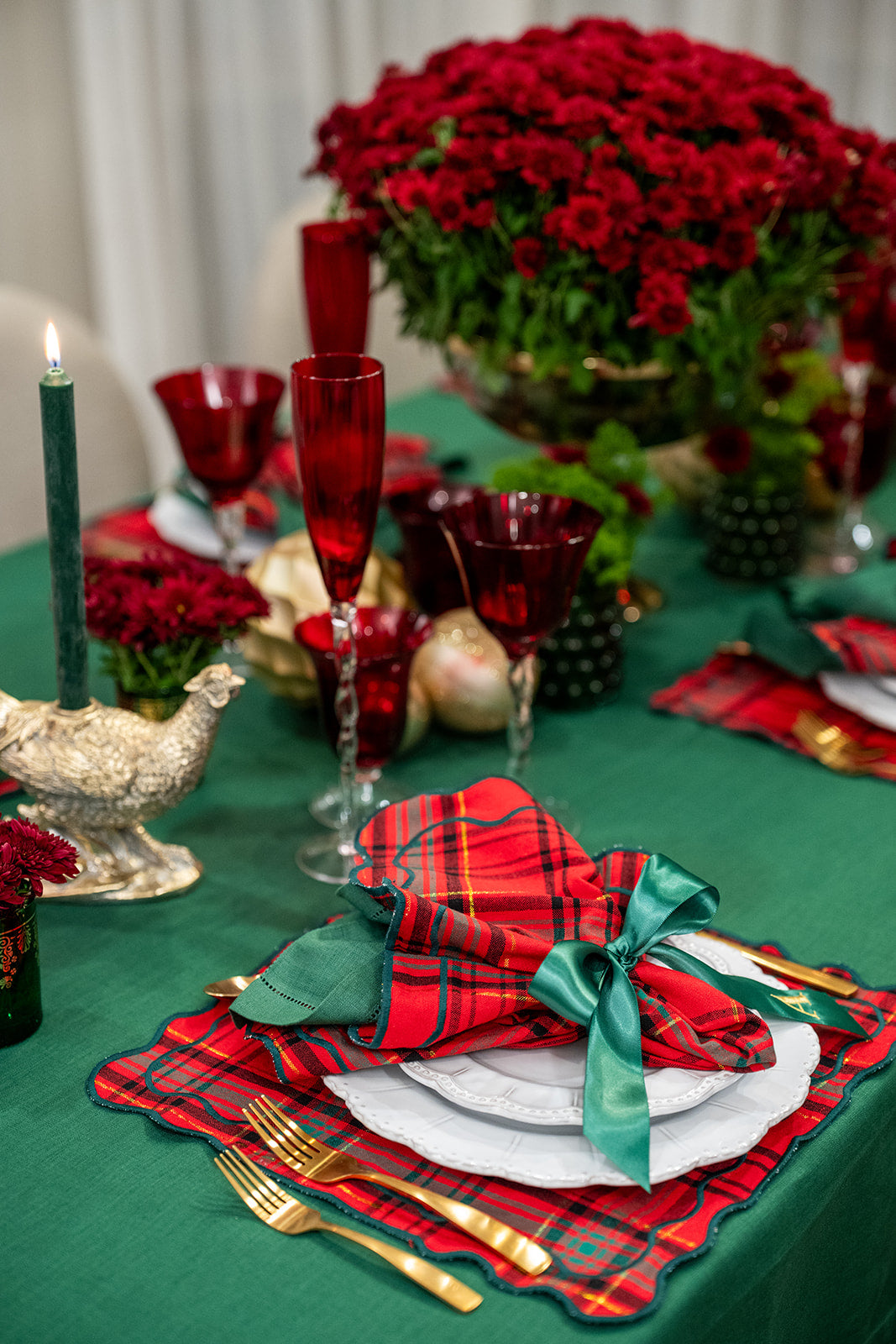 Red & Green Tartan Cotton Placemat - Set of 4