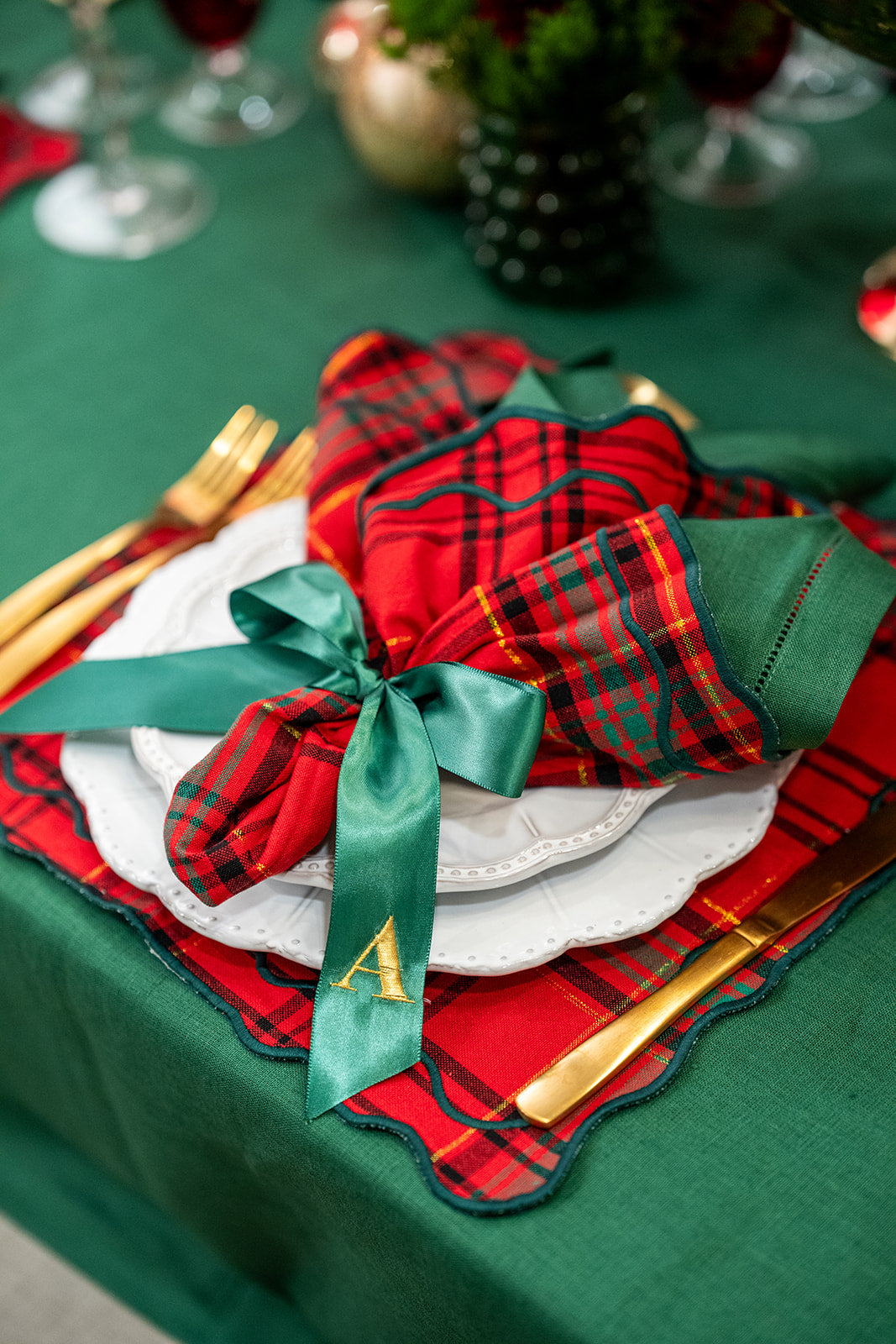 Red & Green Tartan Cotton Napkins - Set of 4