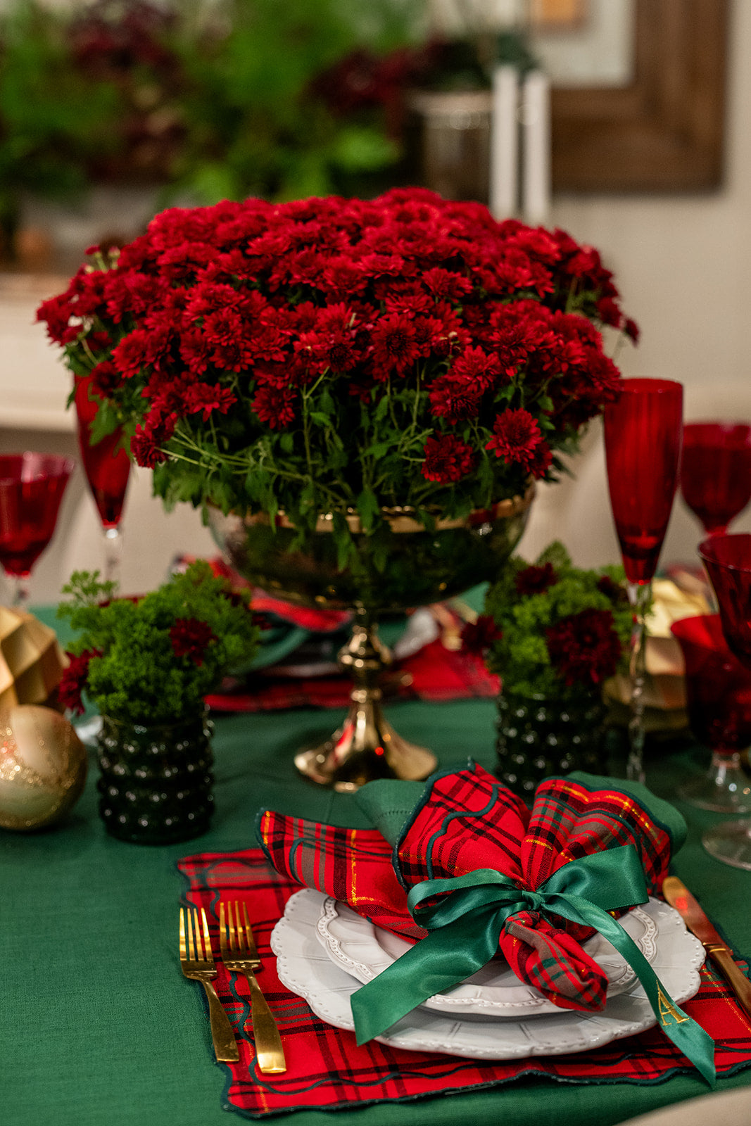 Red & Green Tartan Cotton Napkins - Set of 4