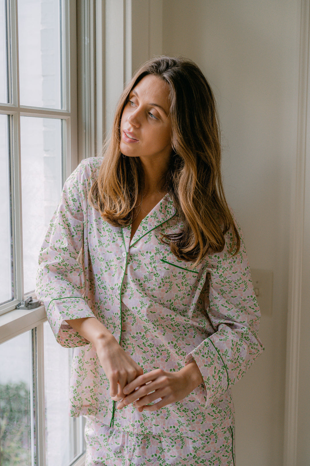 Lenora Classic Capri Pajamas Pink Blossom Floral