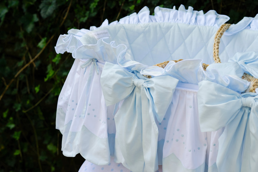 The Proper Peony Moses Basket - Blue