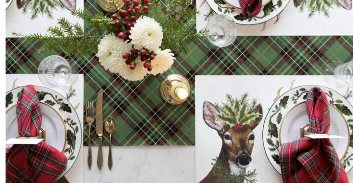 Hester & Cook Green Plaid Paper Table Runner