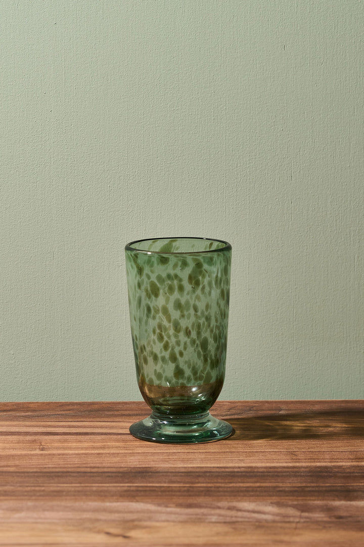 Olive Marble Footed Glass