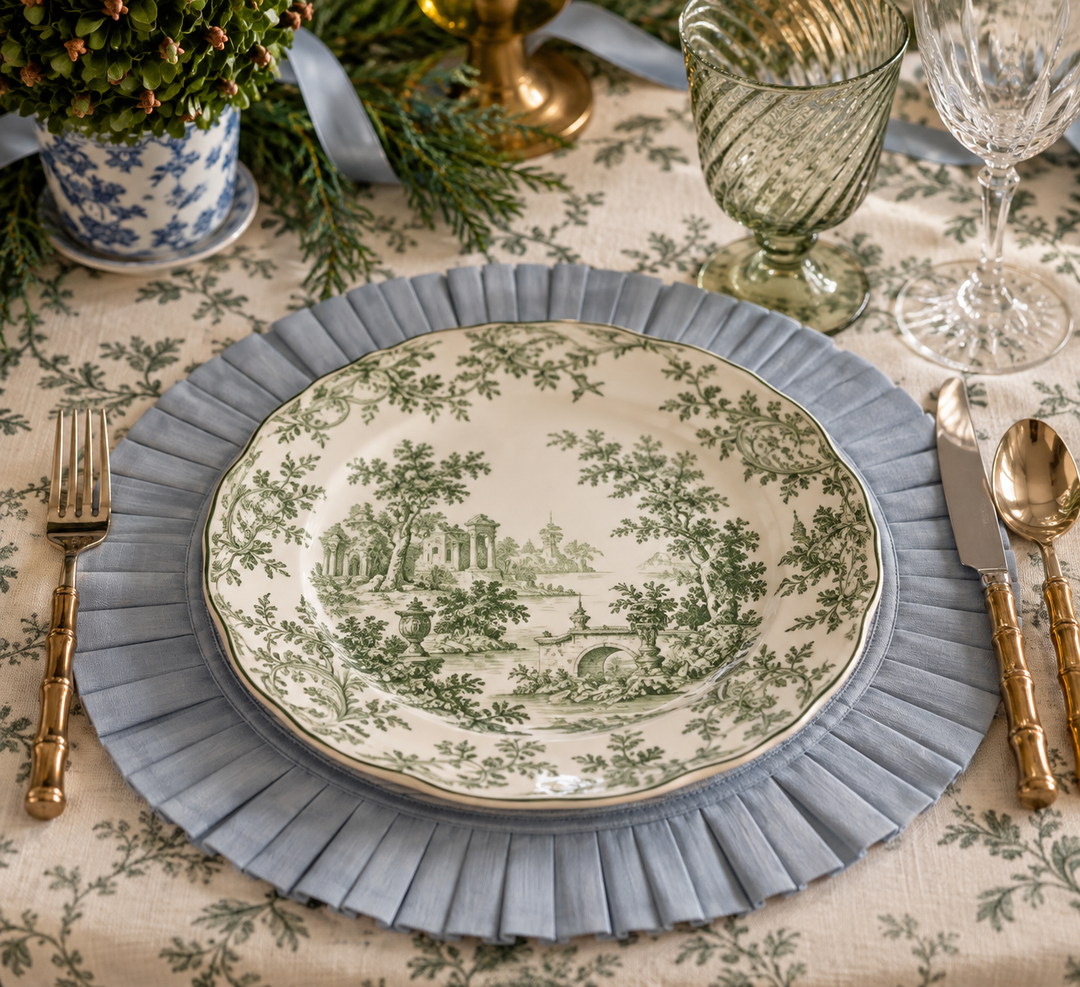 Dusty Blue Ruffle Circle Placemat