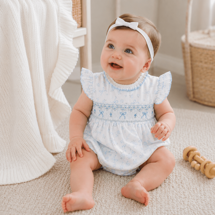 Eloise's Classic Smocked Green and Blue Bubble