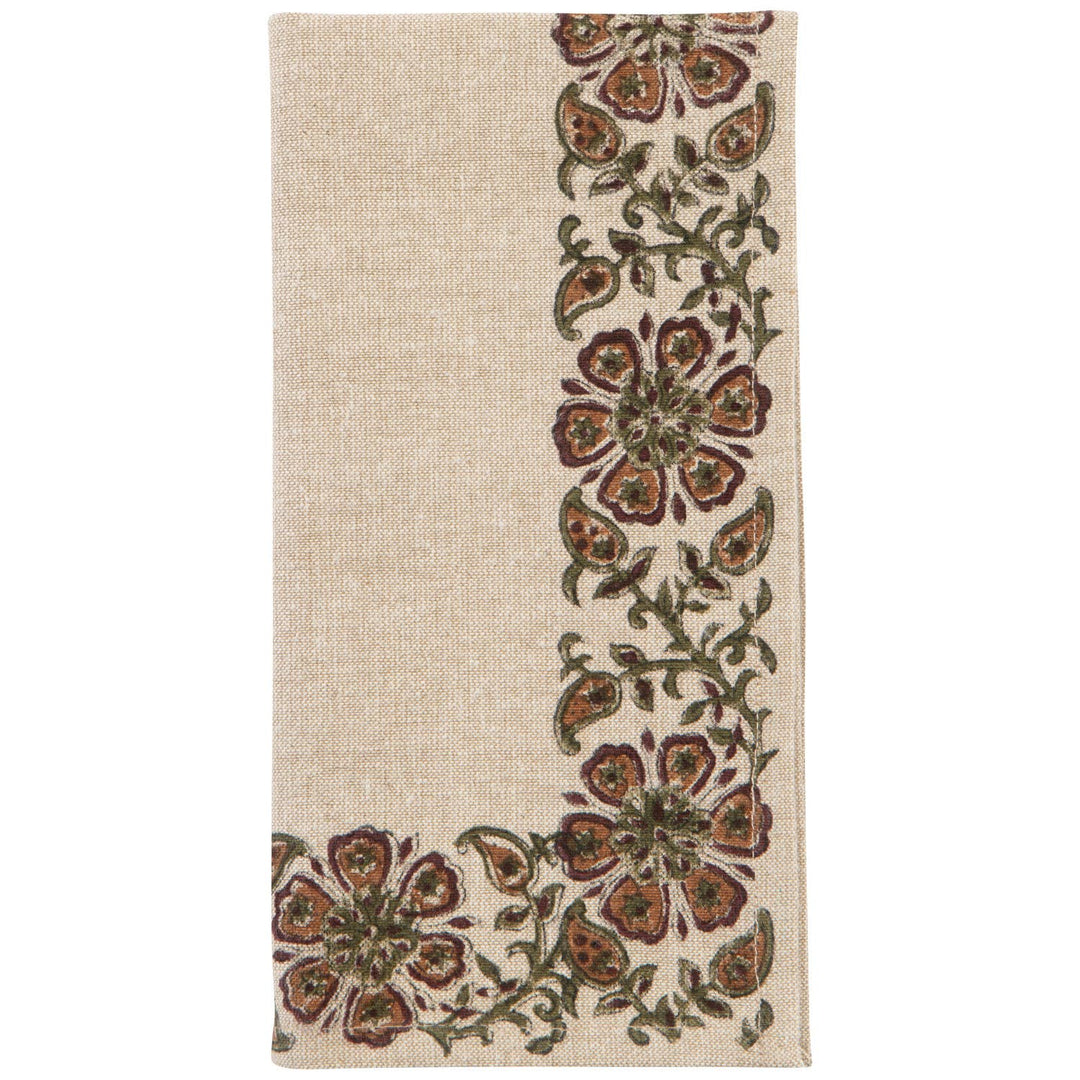 Decorative table runner with floral pattern on a plain background
