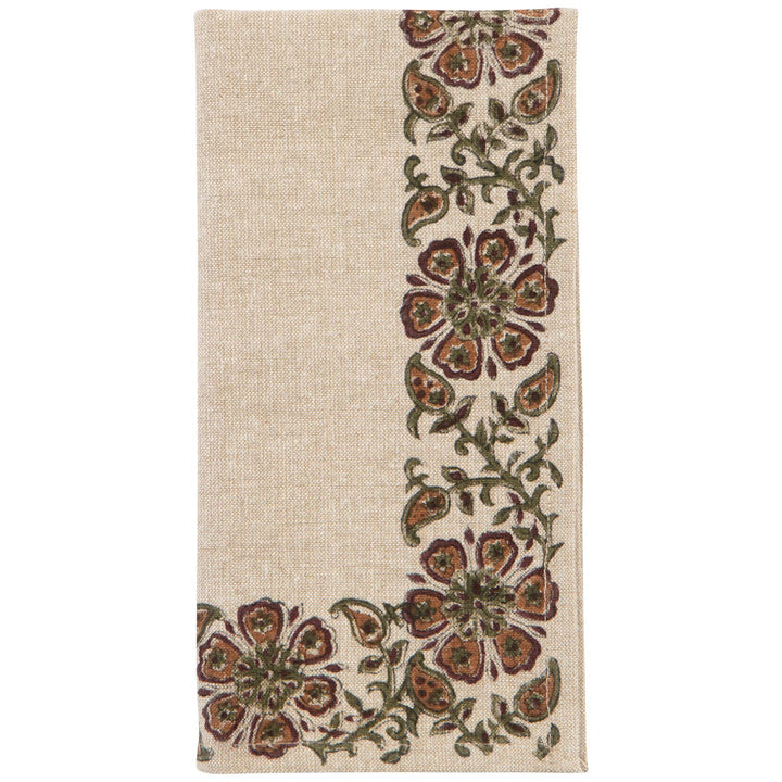 Decorative table runner with floral pattern on a plain background