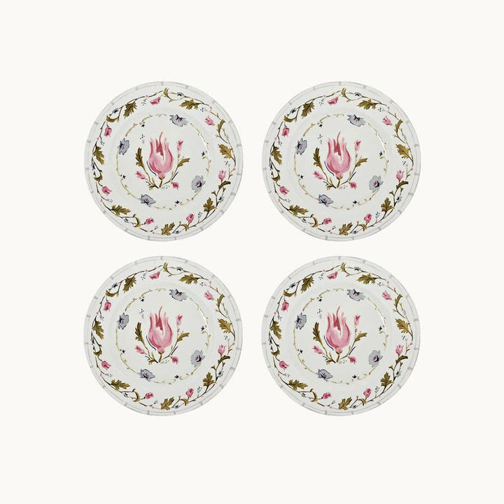 Four Floral Pattern Dessert Plate 