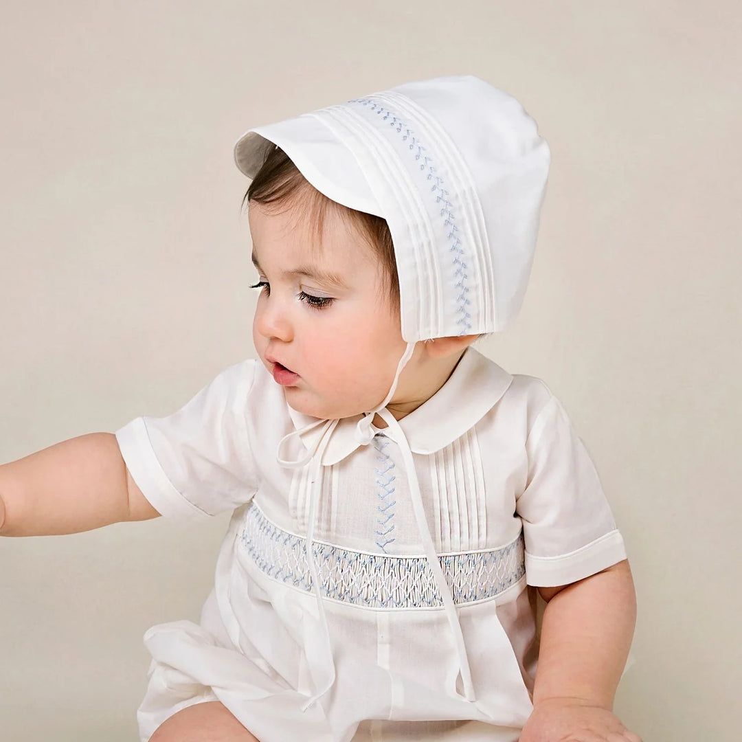 Feltman Brothers Boys Vintage Bonnet Ivory with Blue