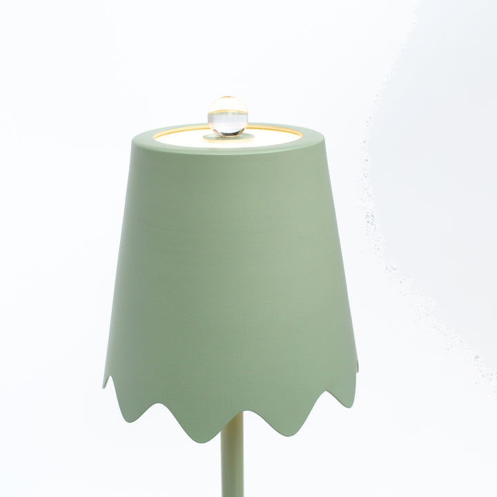 Green lampshade on a white background