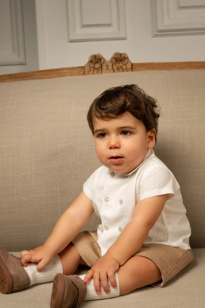 Petite Carlota Gabriel Cotton Double-Breasted Baby Shirt