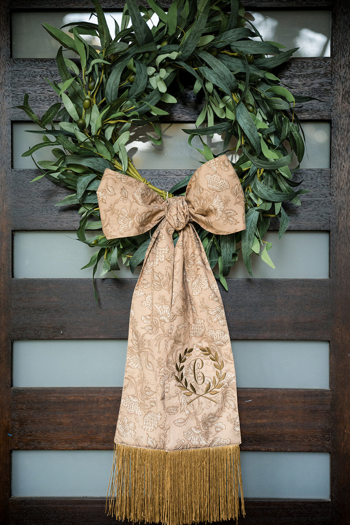 Personalized Bronze Wreath Sash with Monogram