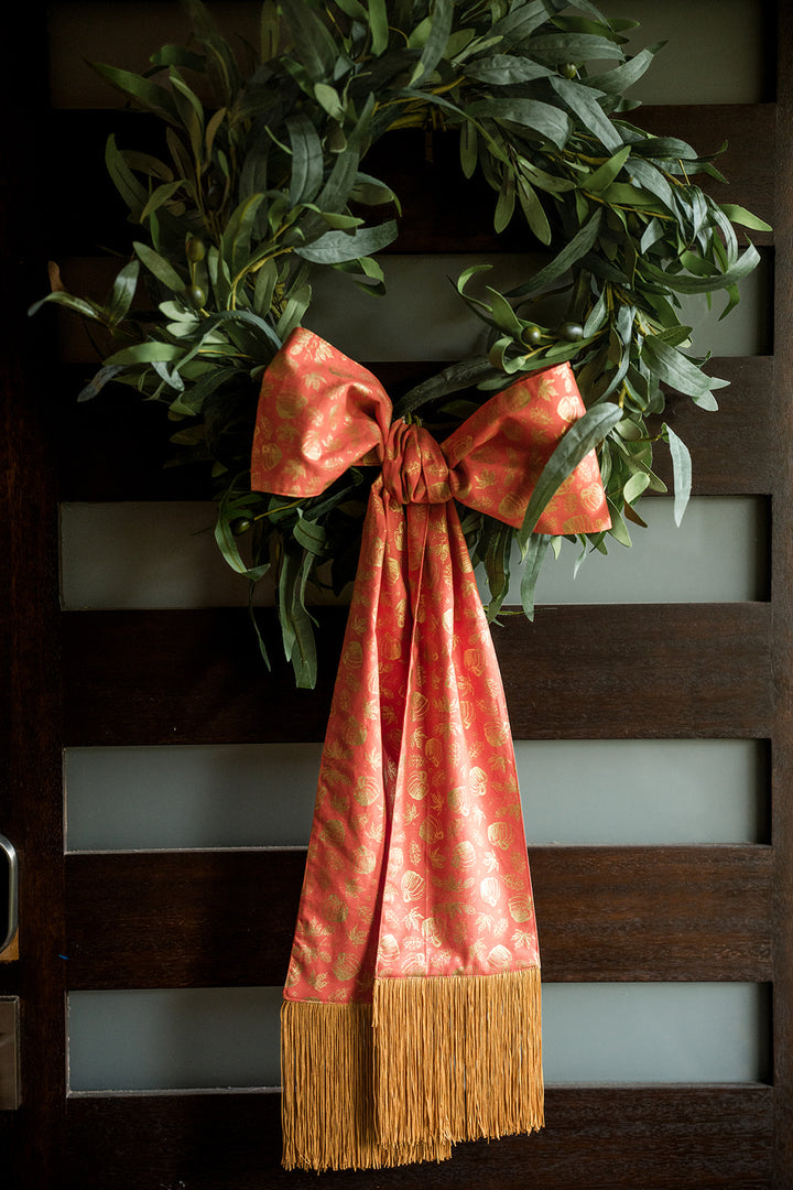 Harvest Wreath Sash with Gold Fringe