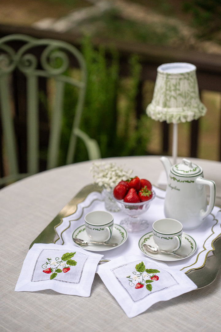 Strawberry Embroidered Cocktail Napkins - Set of 4