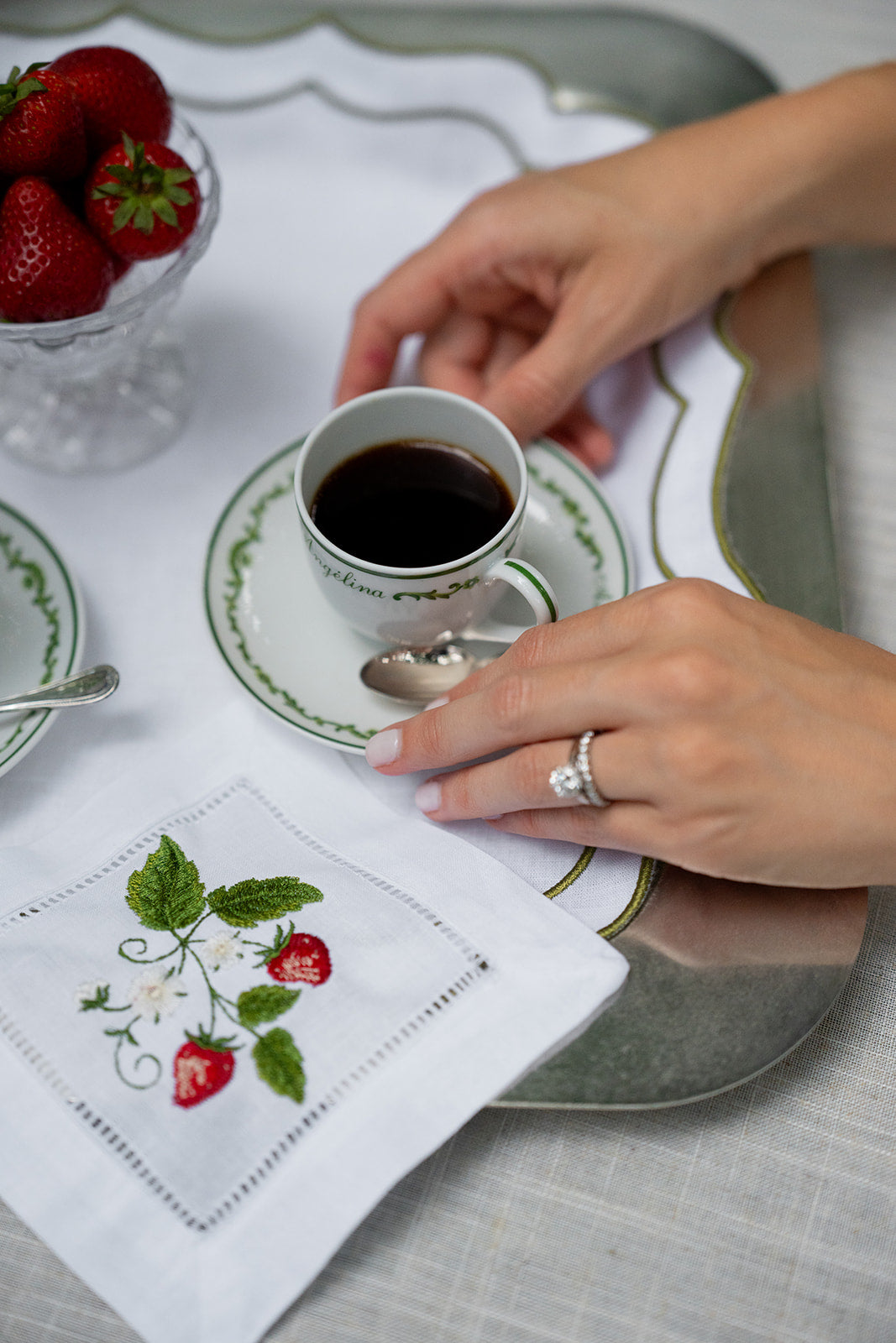 Strawberry Embroidered Cocktail Napkins - Set of 4