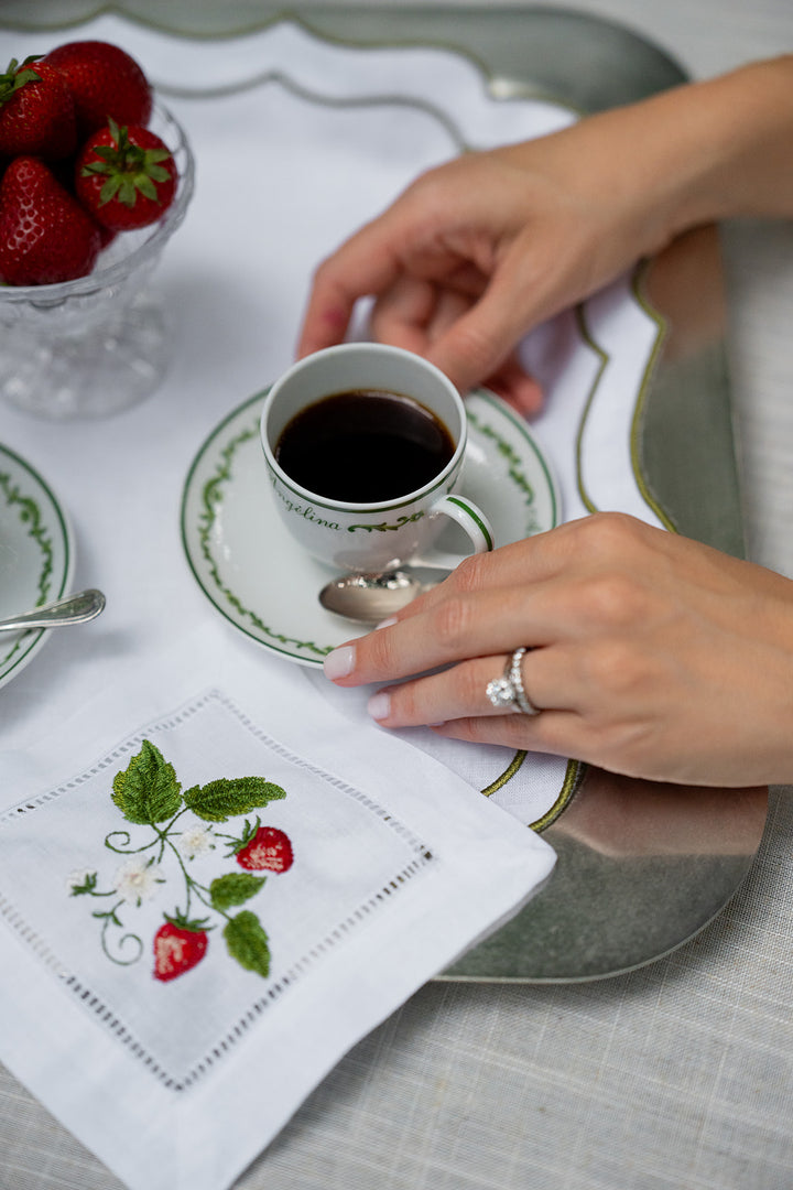 Strawberry Embroidered Cocktail Napkins - Set of 4