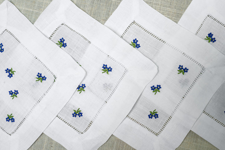 Forget Me Knots Embroidered Cocktail Napkins - Set of 4