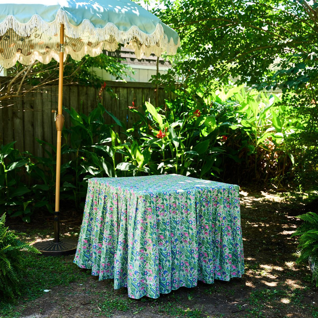 The Gabrielle Mahjong & Card Tablecloth Blue and Pink Floral