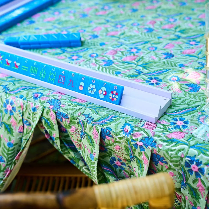 The Gabrielle Mahjong & Card Tablecloth Blue and Pink Floral