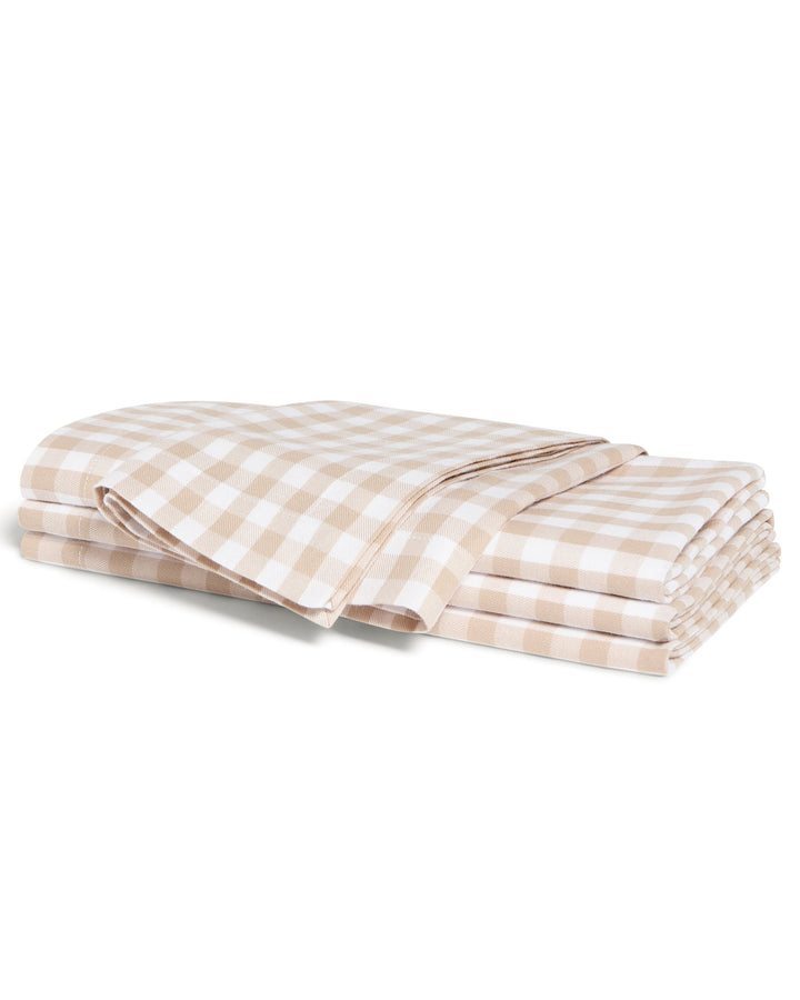 Petite Plume Signature Twill Napkins in Camel Gingham Set of 4
