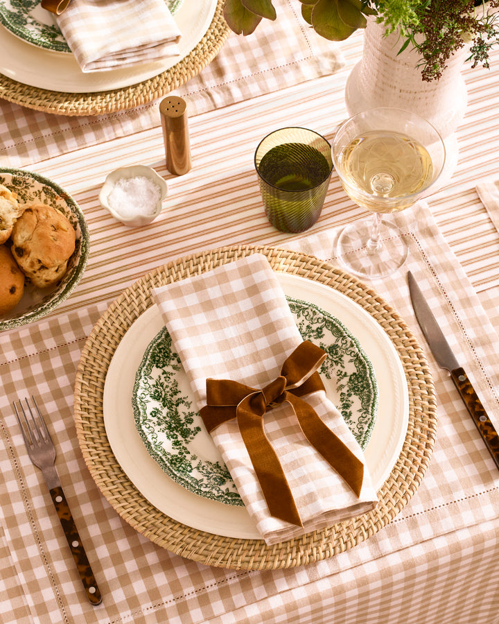 Petite Plume Signature Twill Napkins in Camel Gingham Set of 4