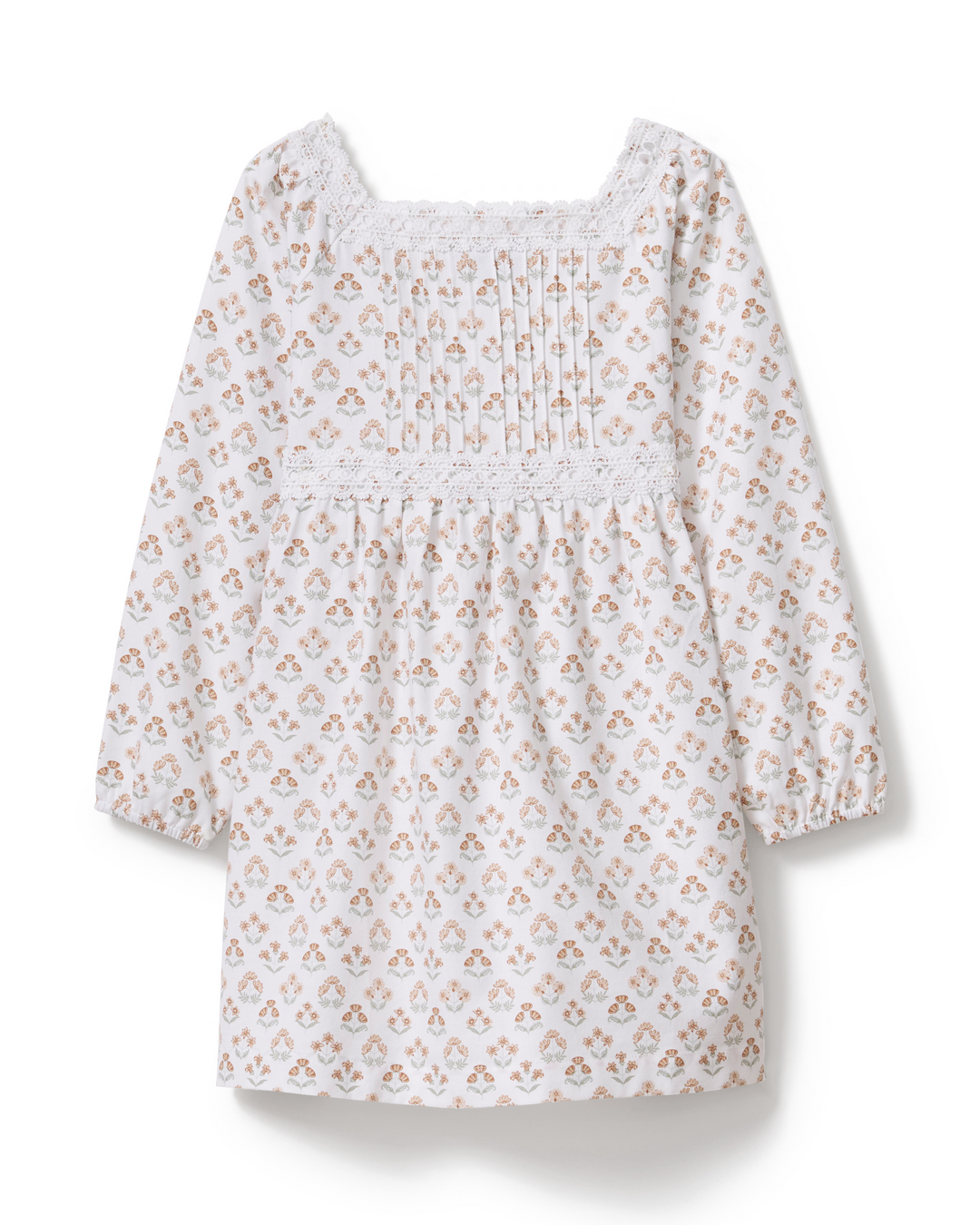 Petite Plume Girl's Twill Long Sleeve Juliette Nightgown in Estate Garden