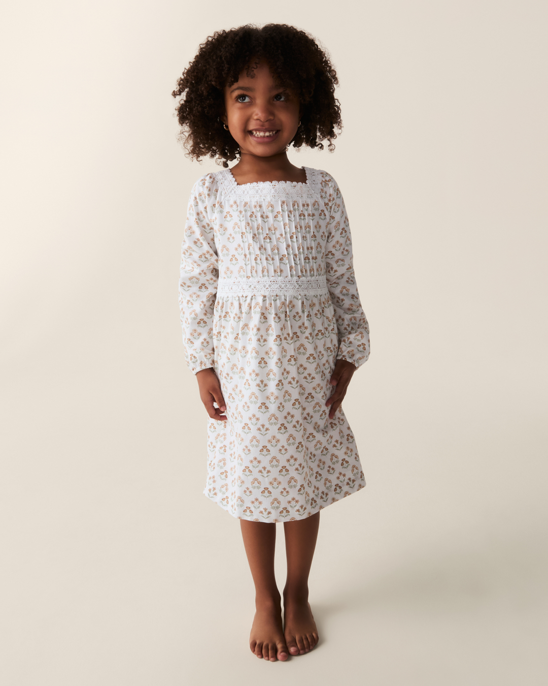Petite Plume Girl's Twill Long Sleeve Juliette Nightgown in Estate Garden