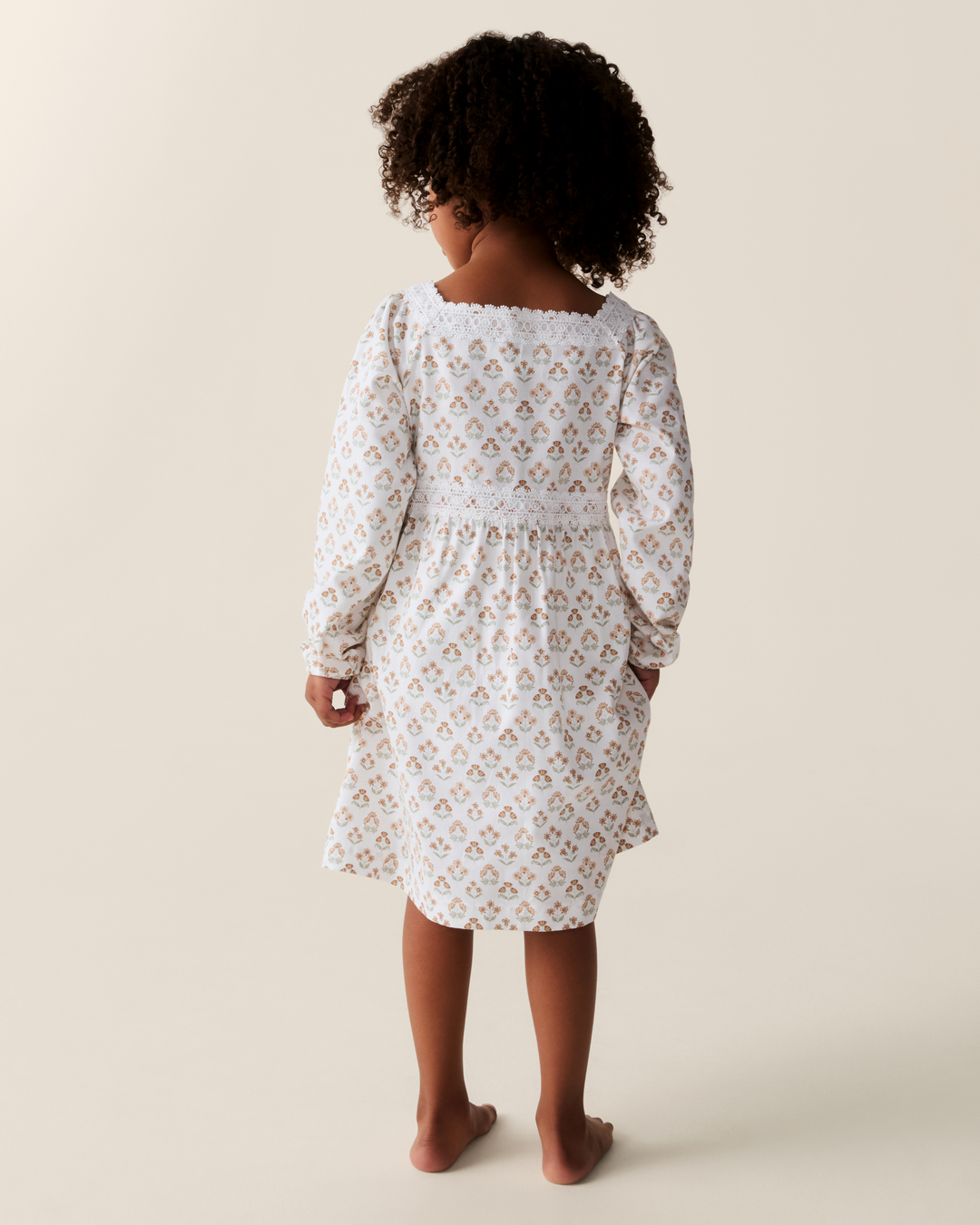 Petite Plume Girl's Twill Long Sleeve Juliette Nightgown in Estate Garden