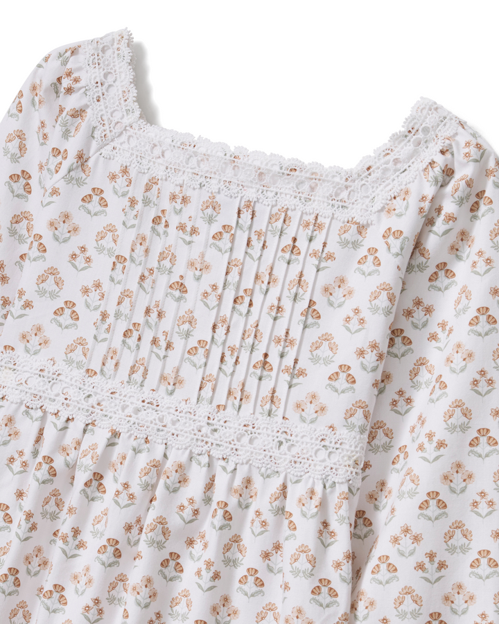 Petite Plume Girl's Twill Long Sleeve Juliette Nightgown in Estate Garden