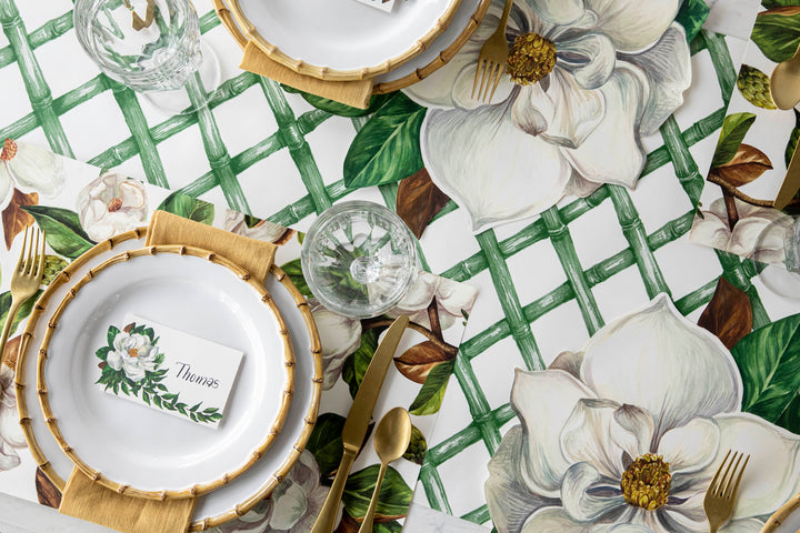 Hester & Cook Green Bamboo Lattice Table Runner