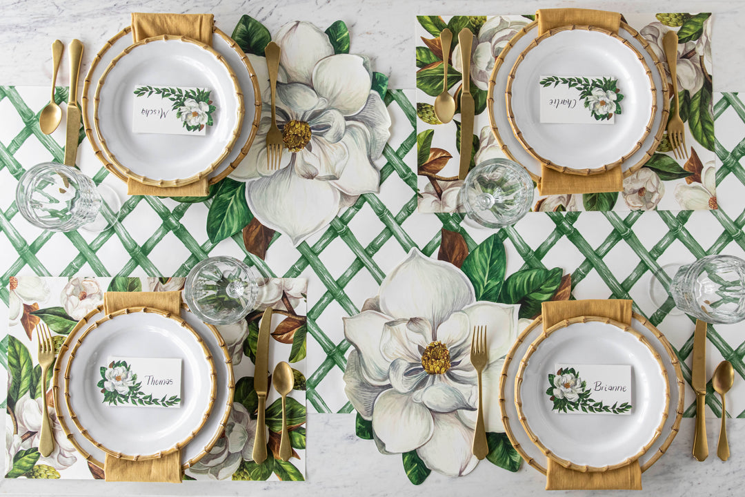 Hester & Cook Green Bamboo Lattice Table Runner