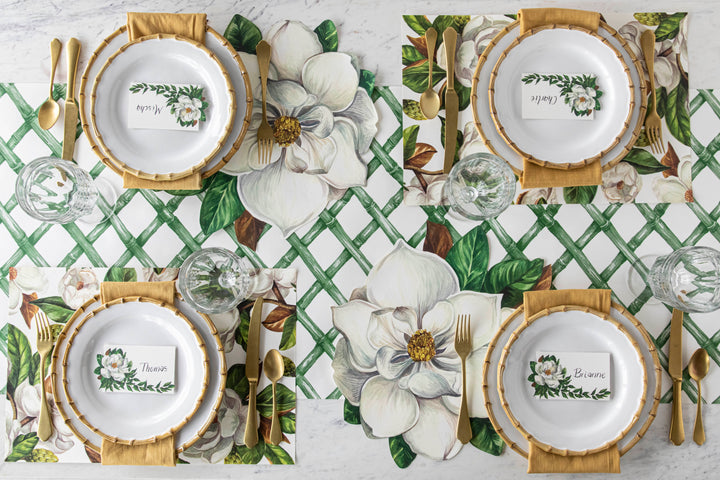 Hester & Cook Green Bamboo Lattice Table Runner