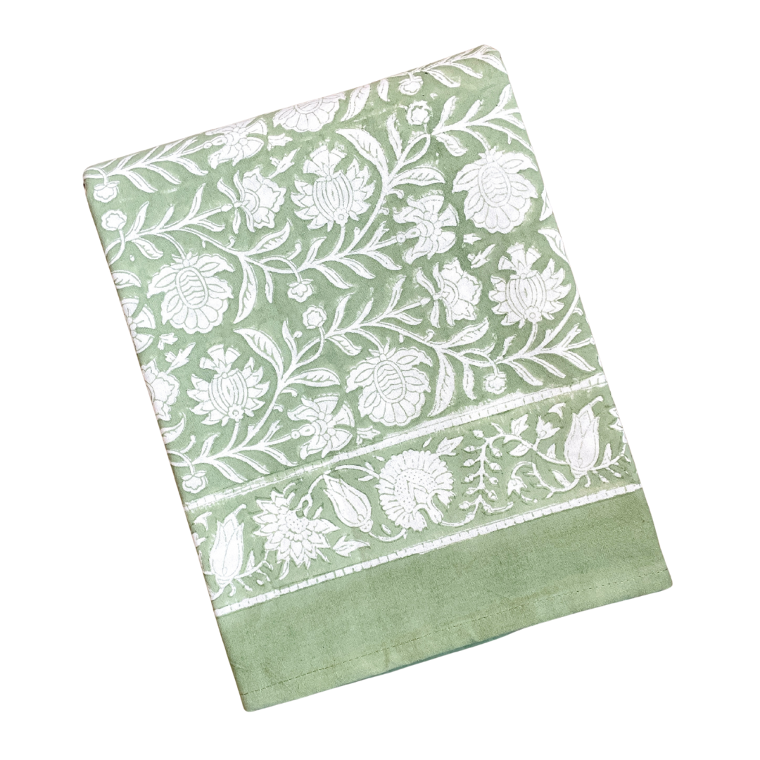 Green Vine Printed Table Cloth Folded