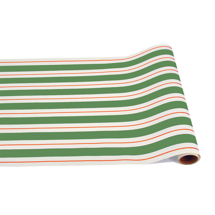 Hester & Cook Green & Red Awning Stripe Table Runner