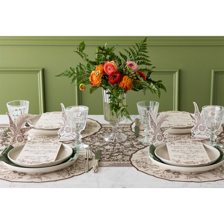 Hester & Cook Brown Regal Peacock Table Runner