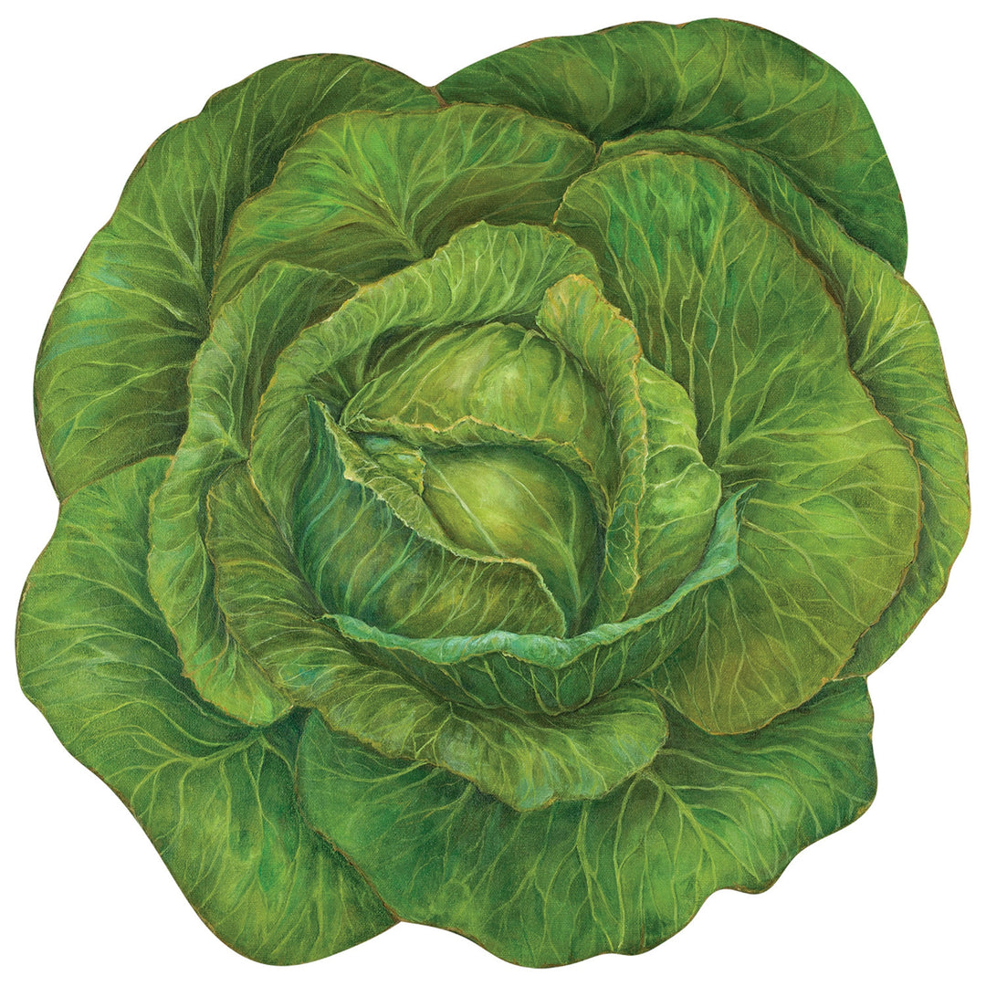 Illustration of a green cabbage on a white background