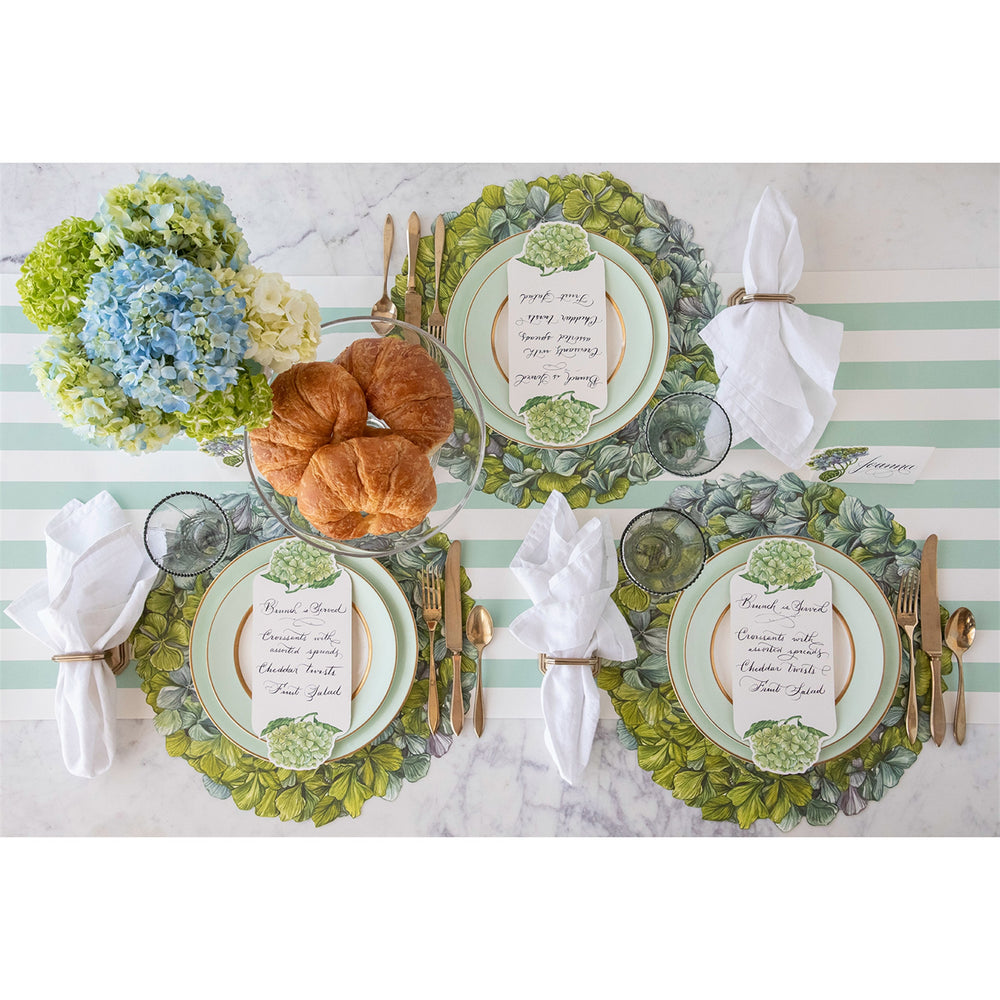 Spring Floral Table setting with green and blue colors