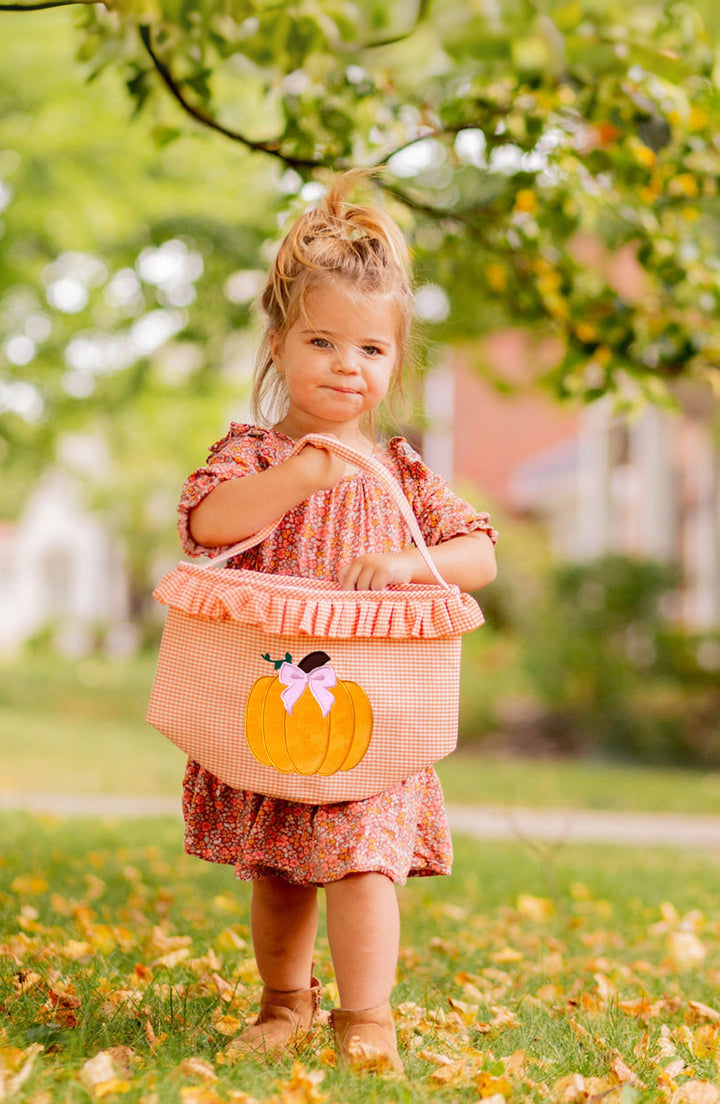 Bits and Bows Ruffle Pumpkin Trick-or-Treat Tote