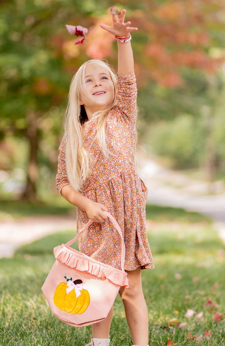 Bits and Bows Ruffle Pumpkin Trick-or-Treat Tote