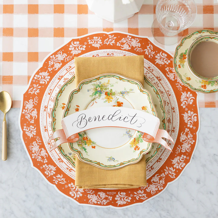 Hester & Cook Classic Orange Banner Table Accent- Set of 12
