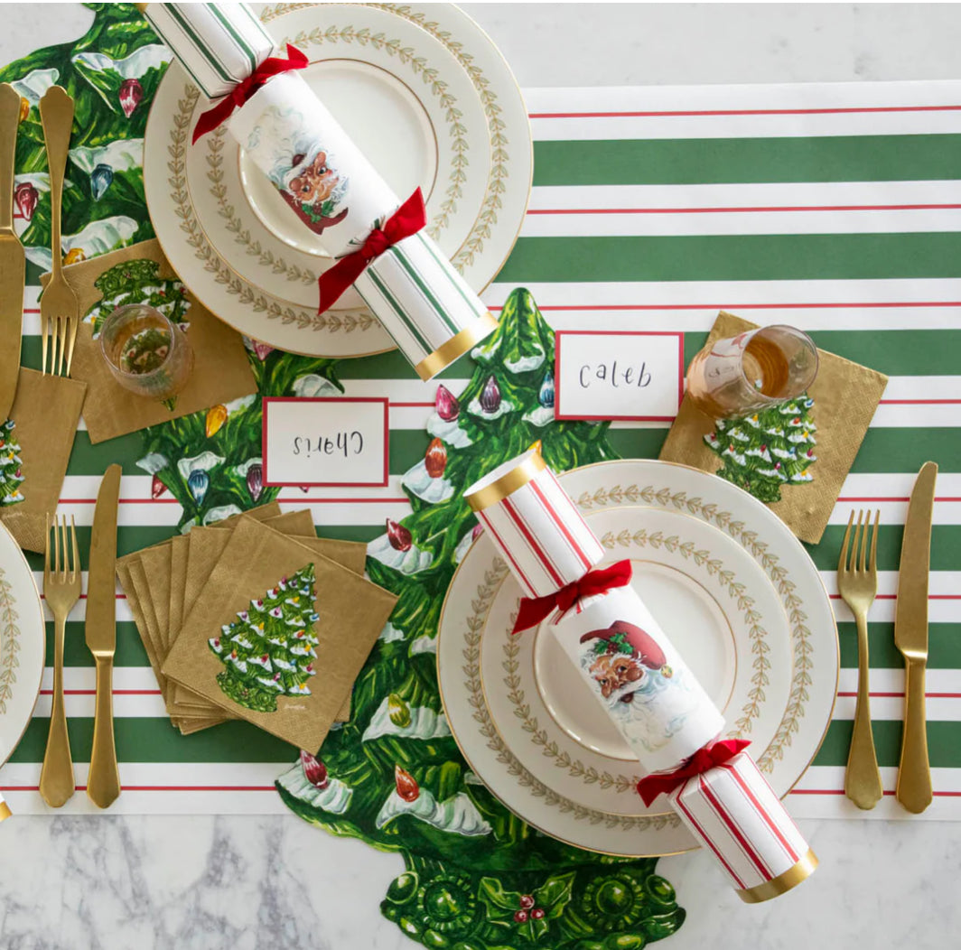 Hester & Cook Green & Red Awning Stripe Table Runner