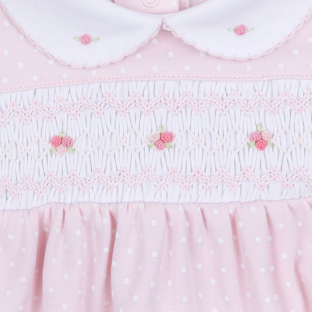 Mia's Classic Smocked Short Sleeve Bubble - Pink