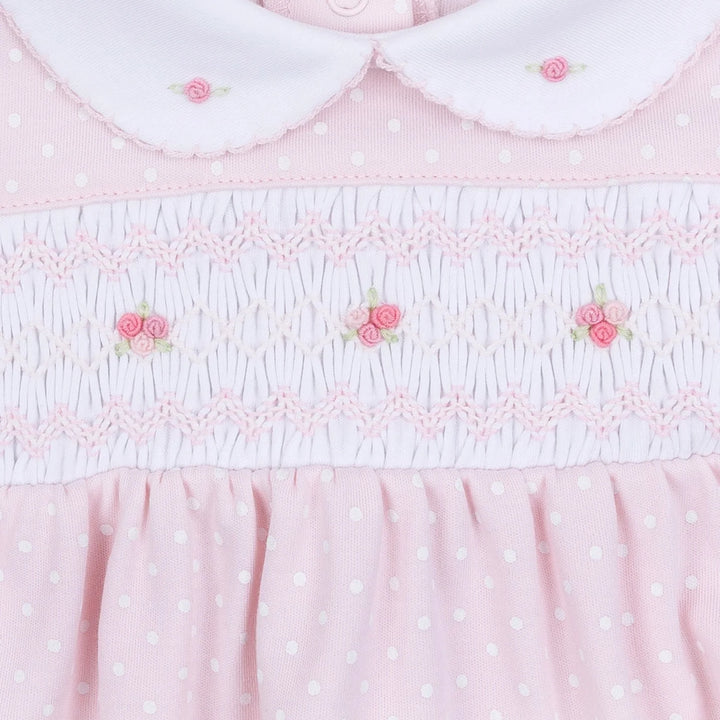 Mia's Classic Smocked Short Sleeve Bubble - Pink