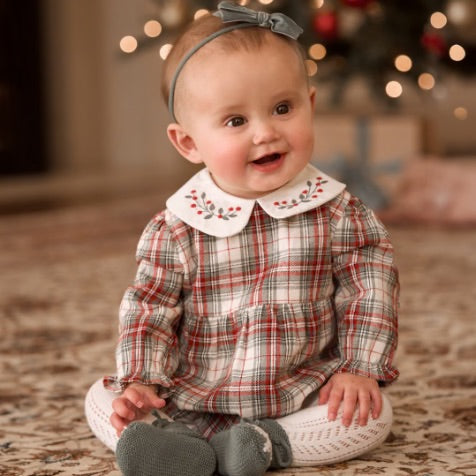 Winter Tartan Bubble w/ Embroidered Collar